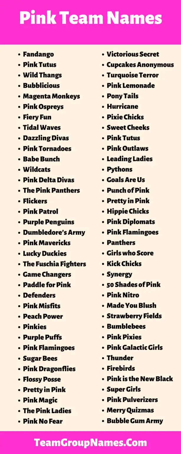 Pink Team Names 556 Best Names For Pink Team