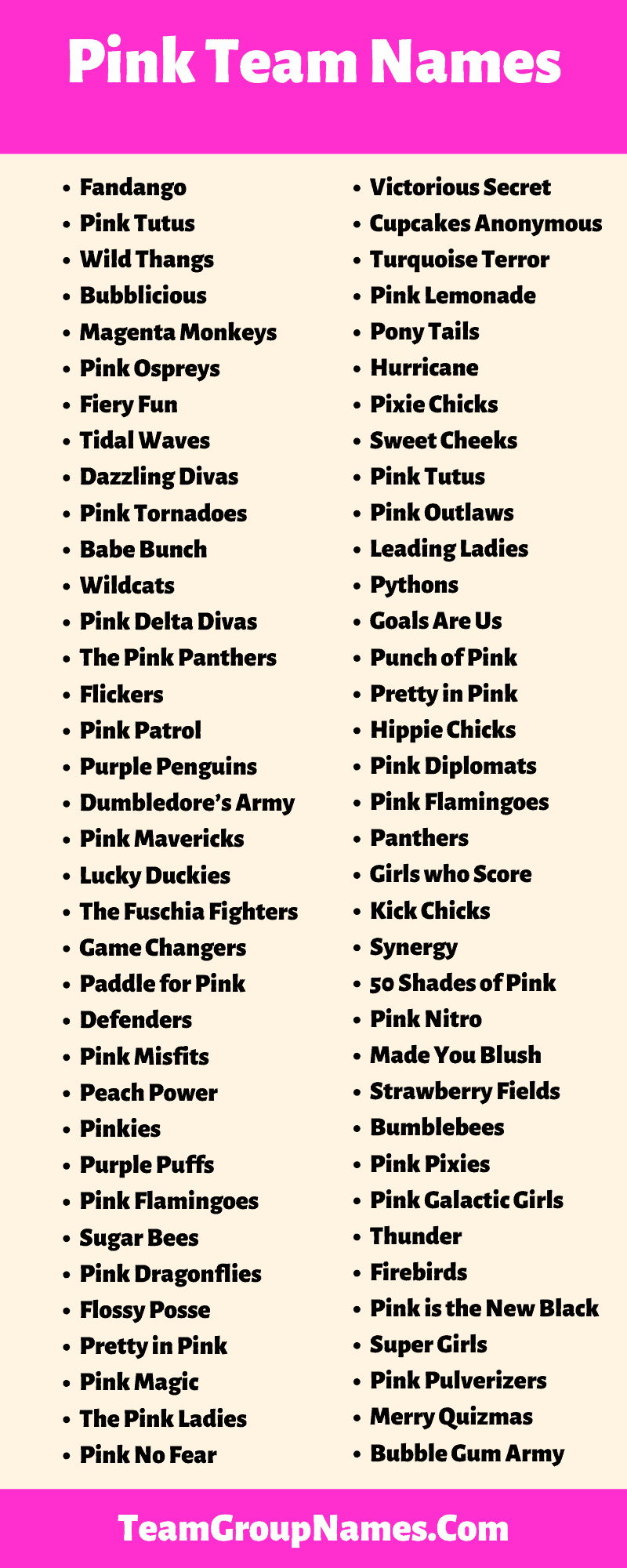 Pink Team Name Ideas