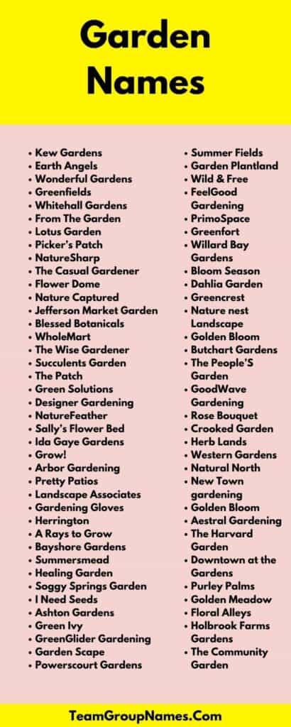 Garden Names [2022] 660+ Creative, Catchy, Cute Names For Gardens