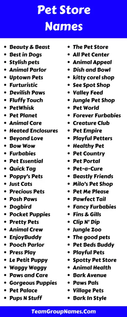 Pet Store Name Ideas