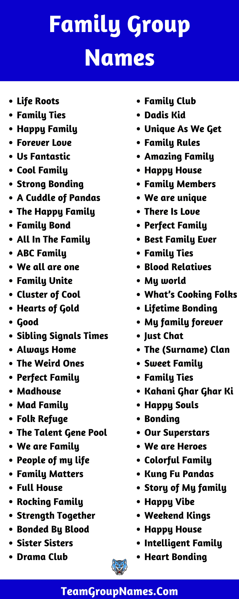 Group Names For Family