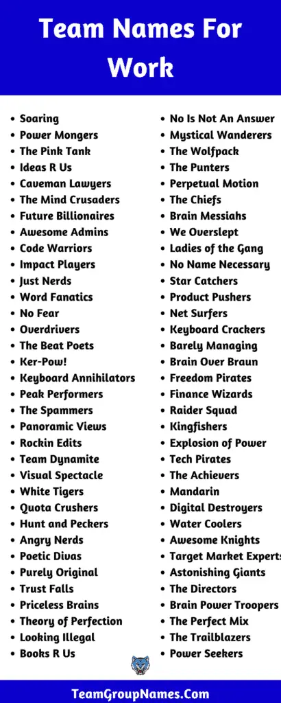 800+ Team Names For Work [2022] Cool, Funny, Creative, Unique