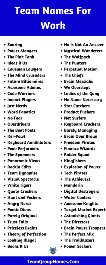 800 Team Names For Work 22 Cool Funny Creative Unique