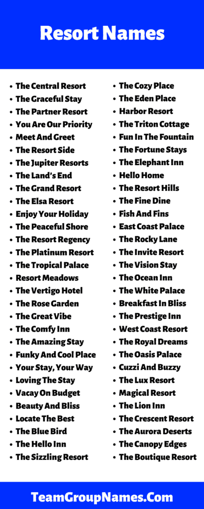 Beach Resort Names Suggestions