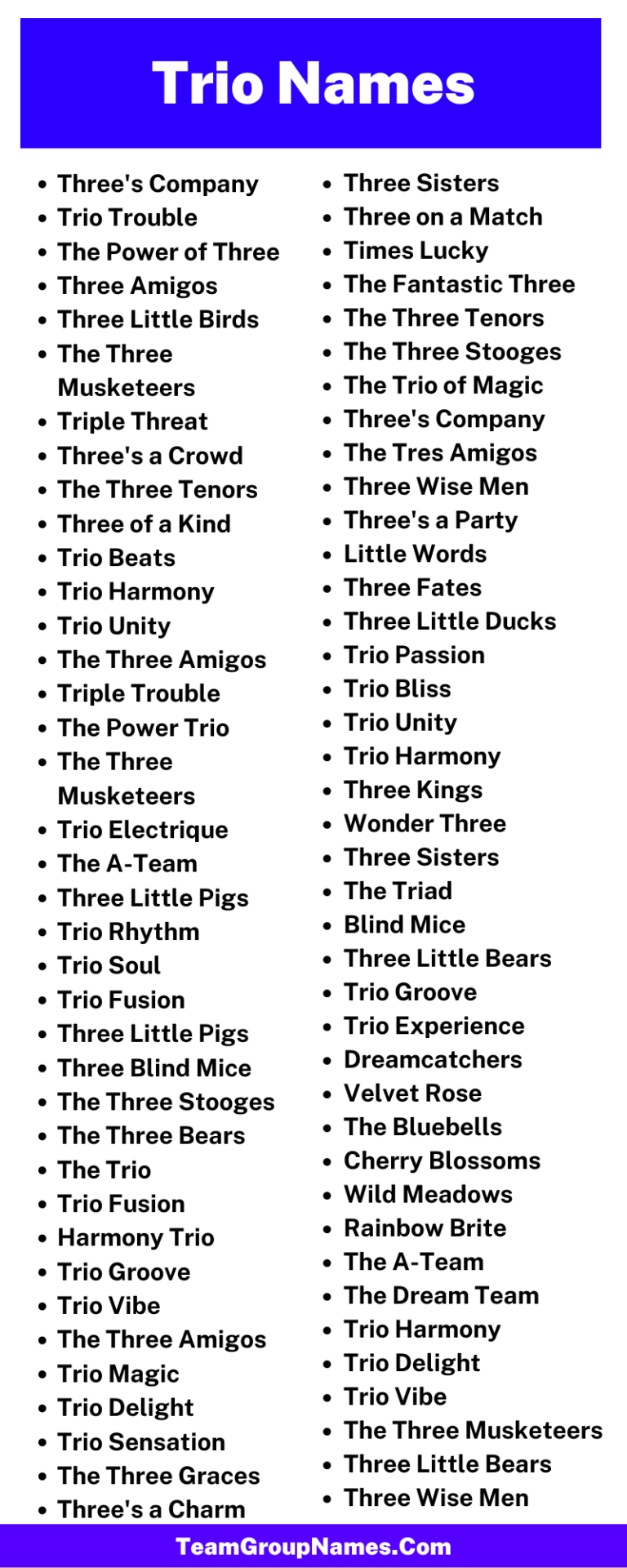 442 Trio Names And Group Names For Three People