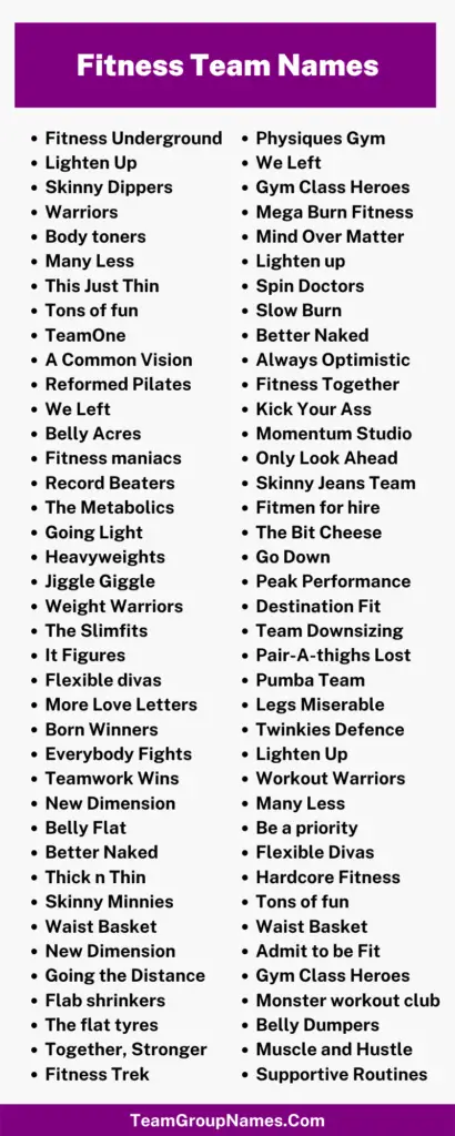 Fitness Team Name Ideas