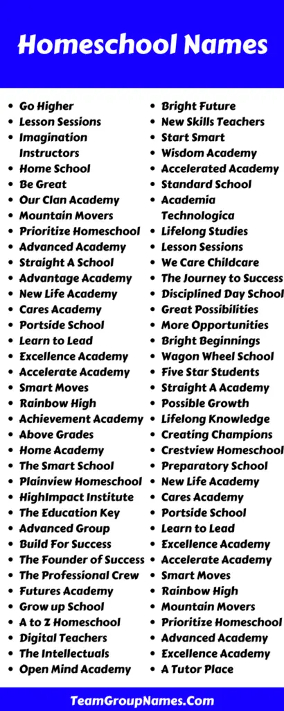 624 Catchy Fun Unique Best Homeschool Names Ideas   Homeschool Name Ideas 410x1024 