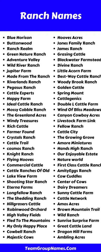 Ranch Name Ideas