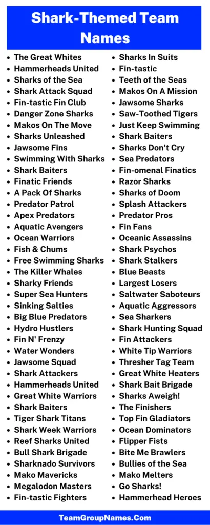 Shark-Themed Team Name Ideas