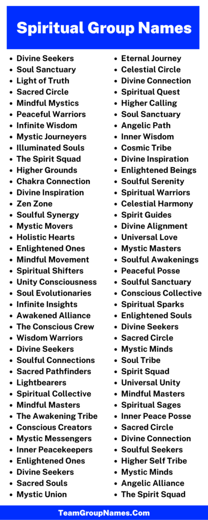 Spiritual Group Name Ideas